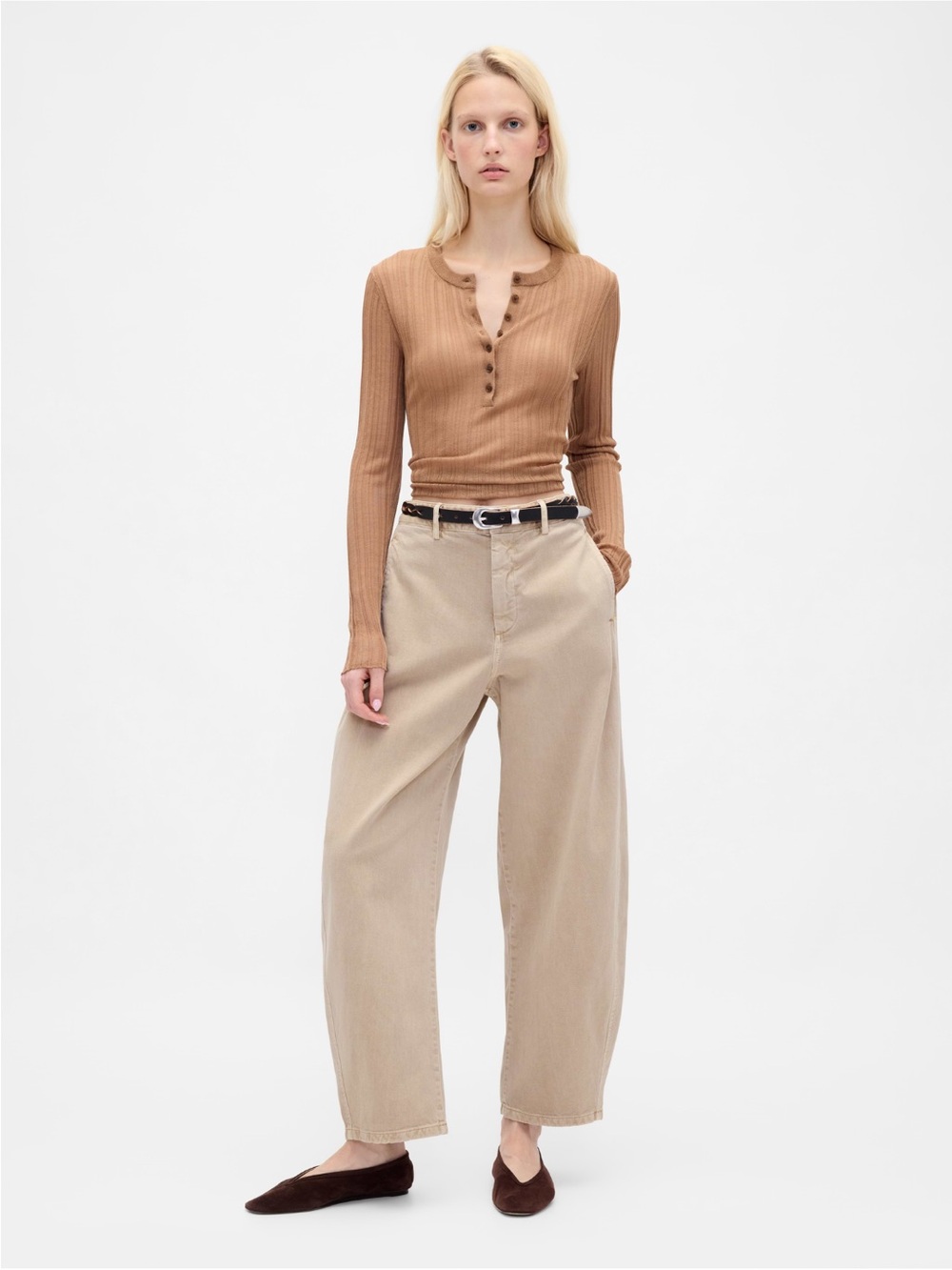 Mid Rise Twill Barrel Pants NWT